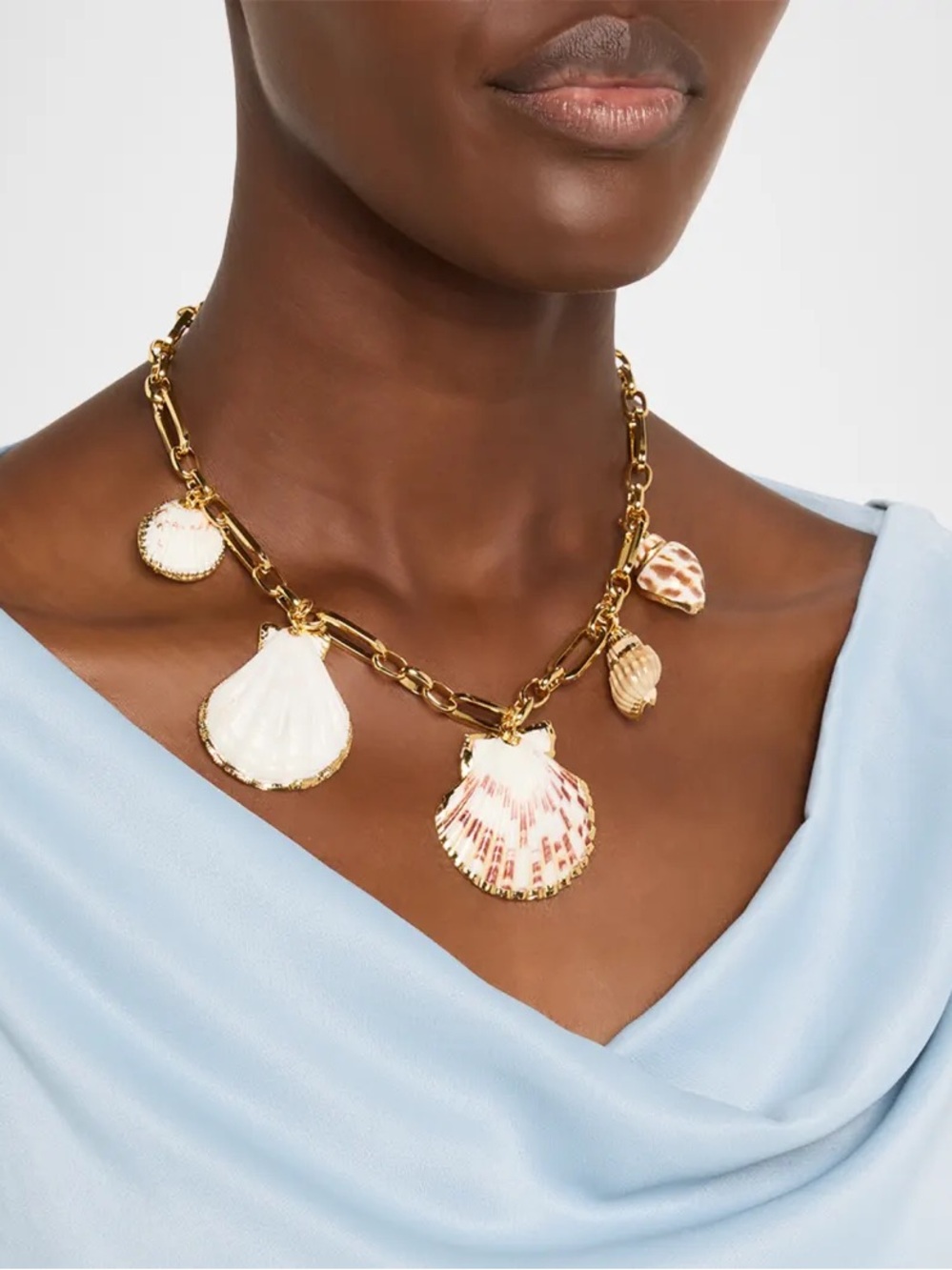 Kenneth Jay Lane Multi Shell Charm Necklace NEW